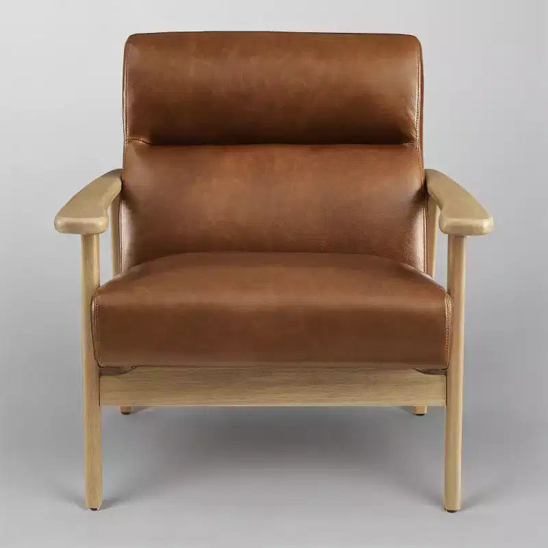 Poltrona moderna Art Leon in pelle e rovere