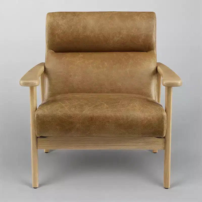 Poltrona moderna Art Leon in pelle e rovere