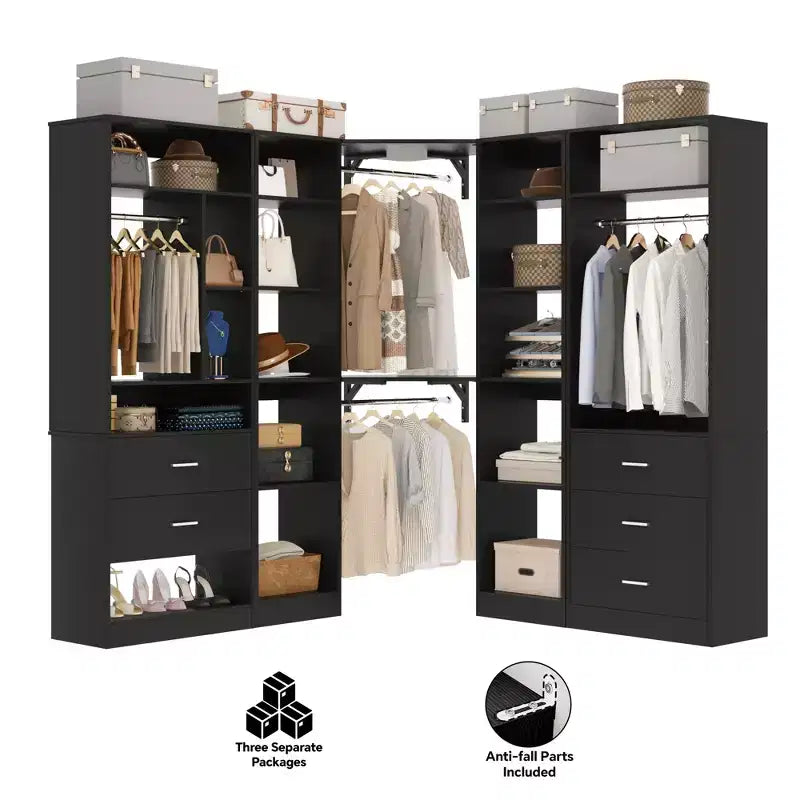Sistema organizer armadio autoportante Besiost con 5 cassetti e 12 ripiani