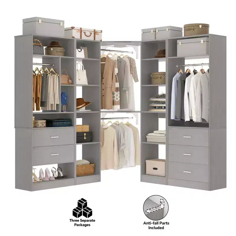 Sistema organizer armadio autoportante Besiost con 5 cassetti e 12 ripiani