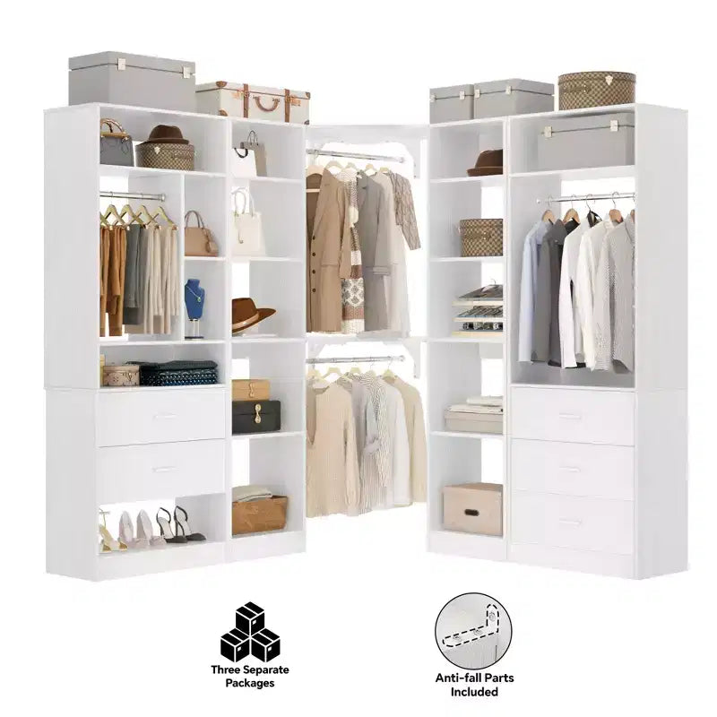 Sistema organizer armadio autoportante Besiost con 5 cassetti e 12 ripiani