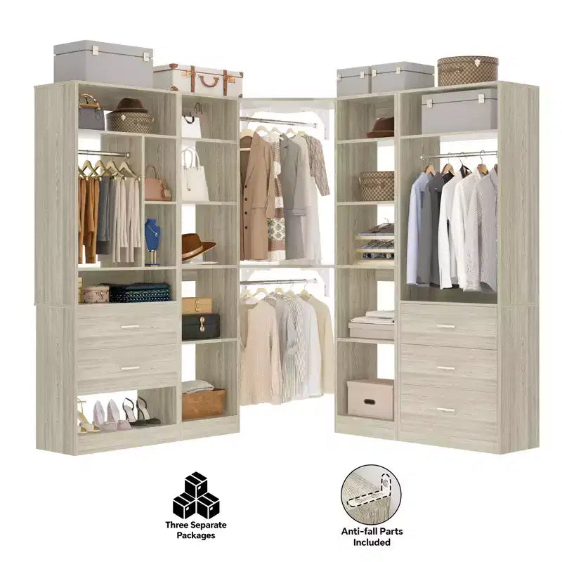 Sistema organizer armadio autoportante Besiost con 5 cassetti e 12 ripiani
