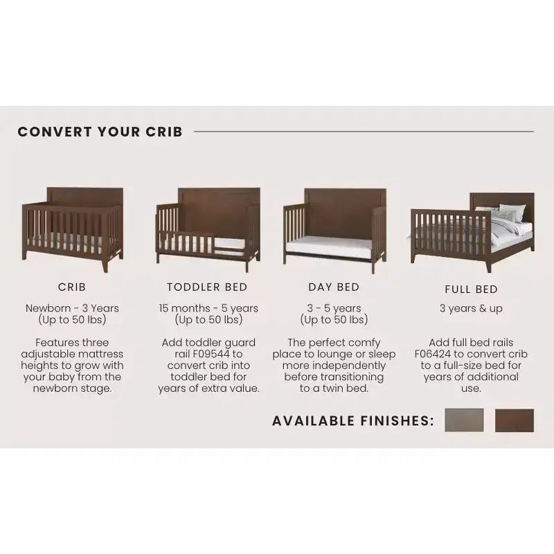 Culla Convertibile Child Craft Kieran 4-in-1, Si Trasforma in Lettino da Giorno, Lettino per Bambini, Letto Matrimoniale, 3 Posizioni Materasso, Finitura Sicura per Neonati