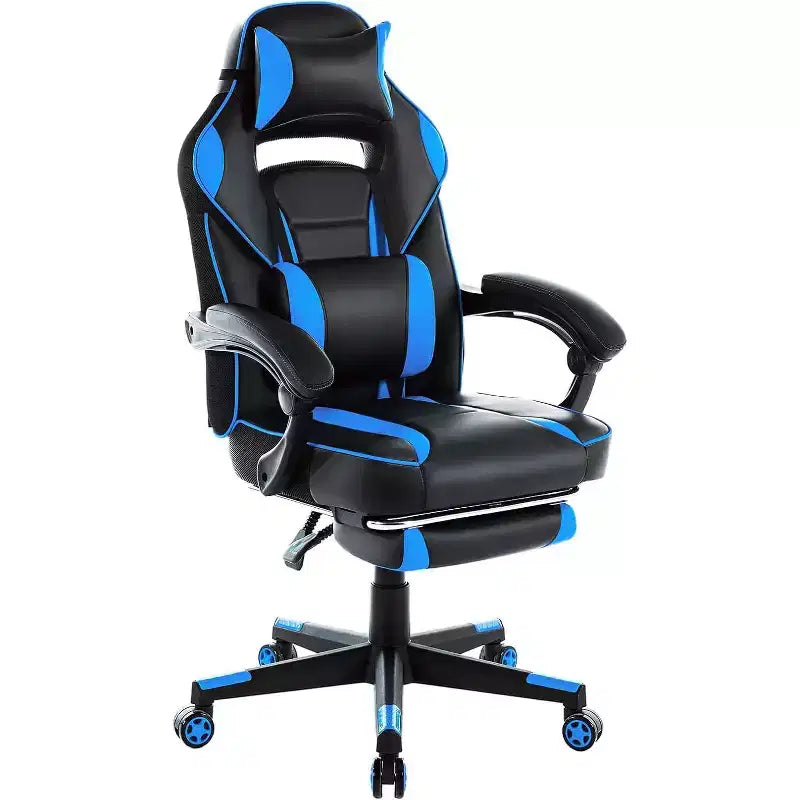 Acekool Sedia da gaming ergonomica per adulti, in pelle PU, massaggio lombare, poggiapiedi, regolabile, per ufficio o gaming