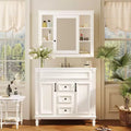 JVNOXK 36-inch Bathroom Vanity with Countertop Sink, Mirror Cabinet with 2 Soft-Close Doors and 2 Drawers, White