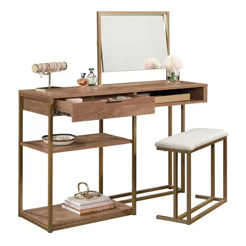 GDFStudio Easton Freestanding Bathroom Vanity with Storage Drawer and Stool