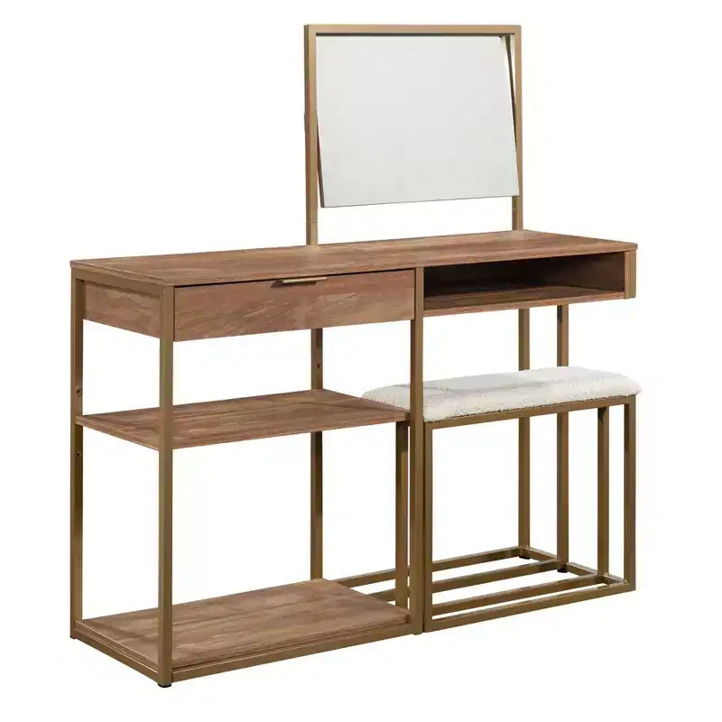 GDFStudio Easton Mobile Bagno da Terra con Cassetto e Sgabello