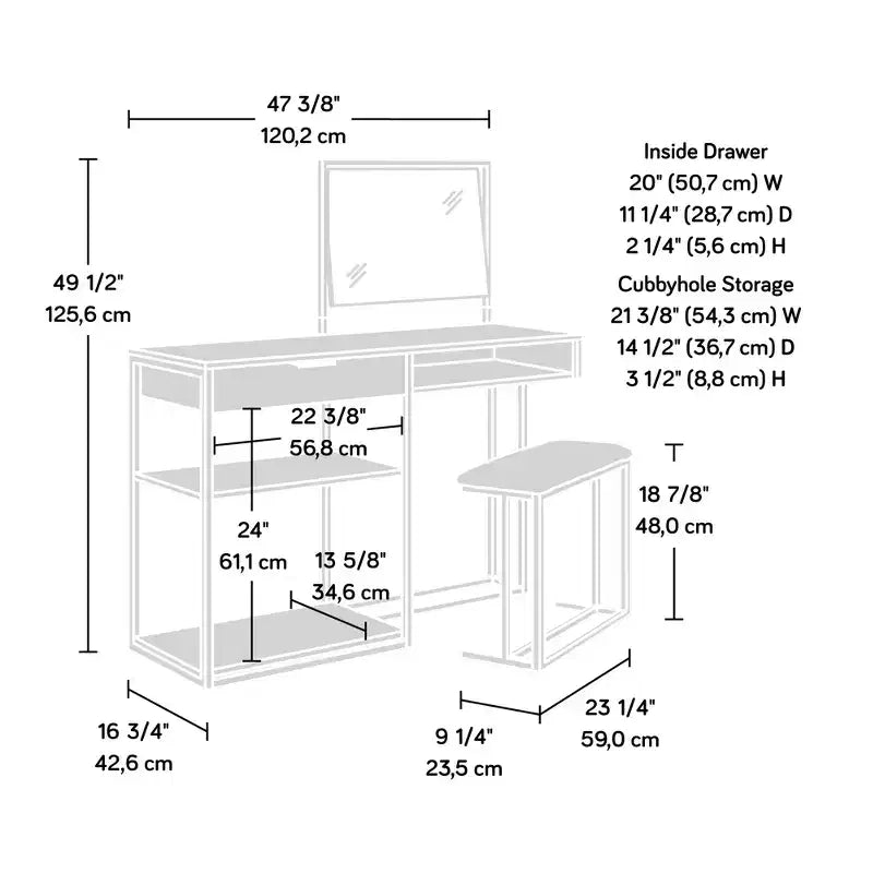 GDFStudio Easton Mobile Bagno da Terra con Cassetto e Sgabello