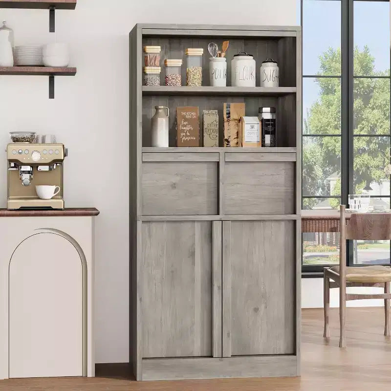 Acekool Mobiletto Alto da Bagno, Mobile Contenitore con Ripiani Chiusi e Cassetti per Bagno o Cucina