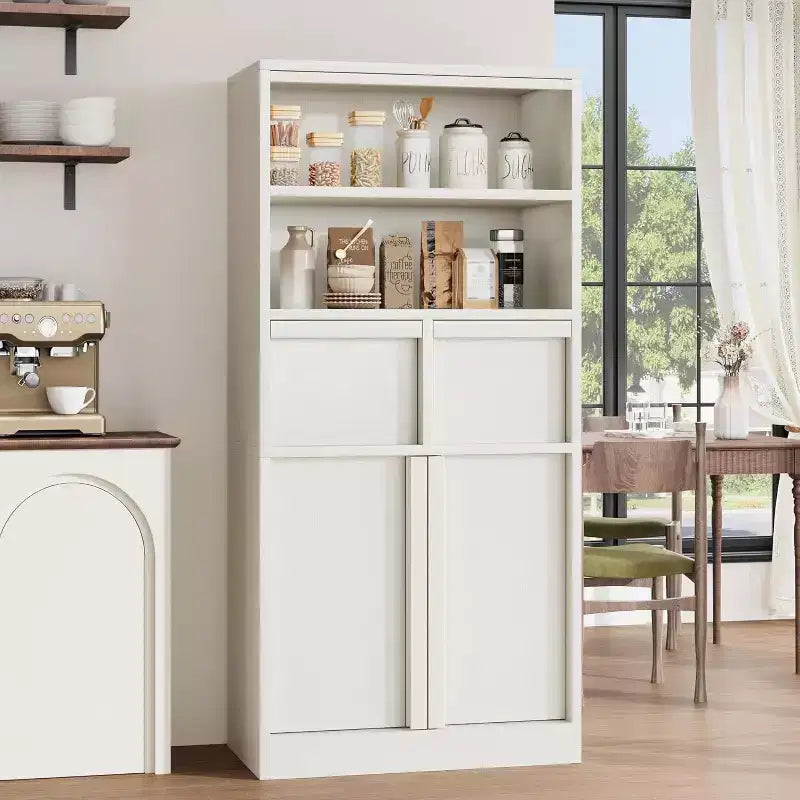 Acekool Mobiletto Alto da Bagno, Mobile Contenitore con Ripiani Chiusi e Cassetti per Bagno o Cucina