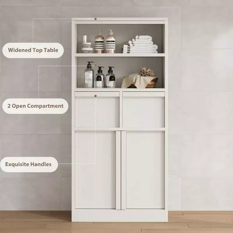 Acekool Mobiletto Alto da Bagno, Mobile Contenitore con Ripiani Chiusi e Cassetti per Bagno o Cucina