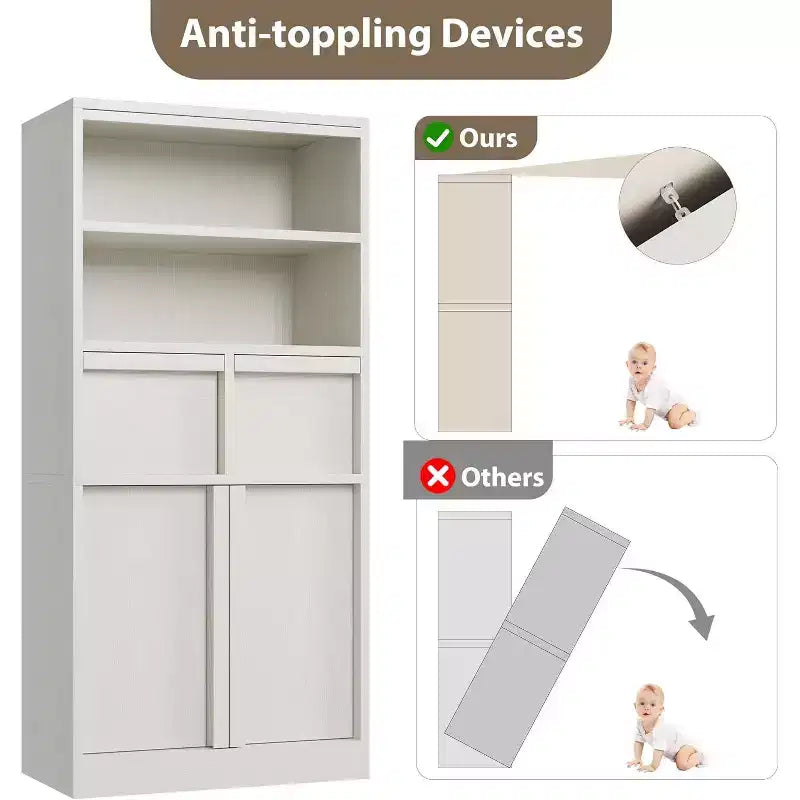 Acekool Mobiletto Alto da Bagno, Mobile Contenitore con Ripiani Chiusi e Cassetti per Bagno o Cucina