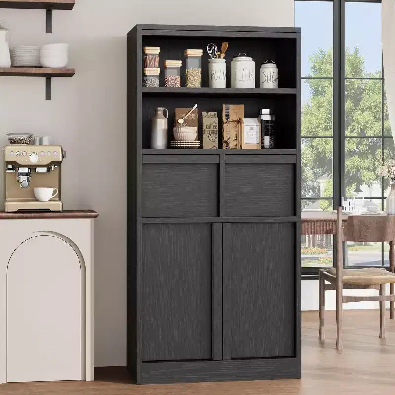 Acekool Mobiletto Alto da Bagno, Mobile Contenitore con Ripiani Chiusi e Cassetti per Bagno o Cucina