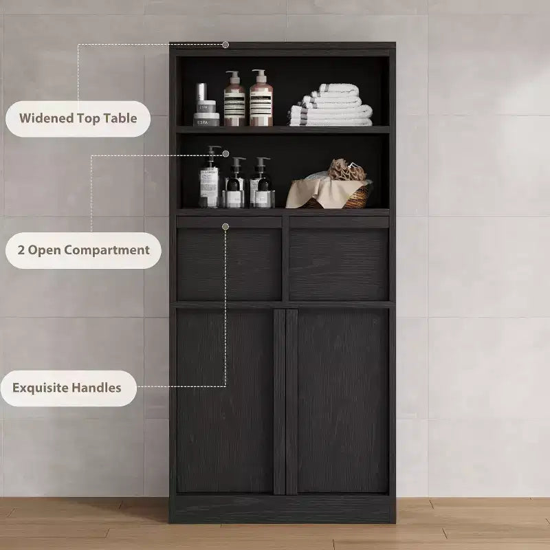 Acekool Mobiletto Alto da Bagno, Mobile Contenitore con Ripiani Chiusi e Cassetti per Bagno o Cucina