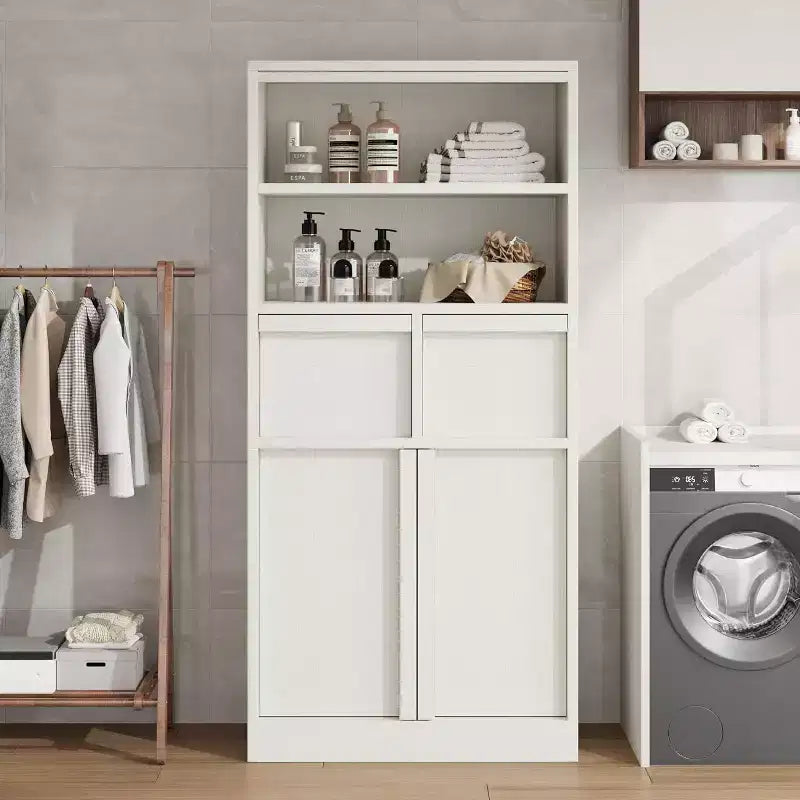 Acekool Mobiletto Alto da Bagno, Mobile Contenitore con Ripiani Chiusi e Cassetti per Bagno o Cucina