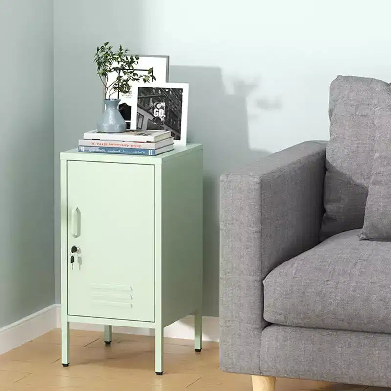 Metal Locker Nightstand with Shelf,Single Door Lockable Metal End Table,Modern Bedside Table, Versatile Side Cabinet for Bedroom, Living Room