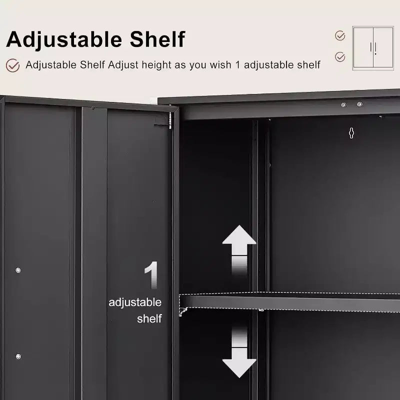 Armadietto con rotelle bloccabili da 72 pollici, per garage/magazzino, resistente - con anta traforata, armadio mobile in acciaio (nero)