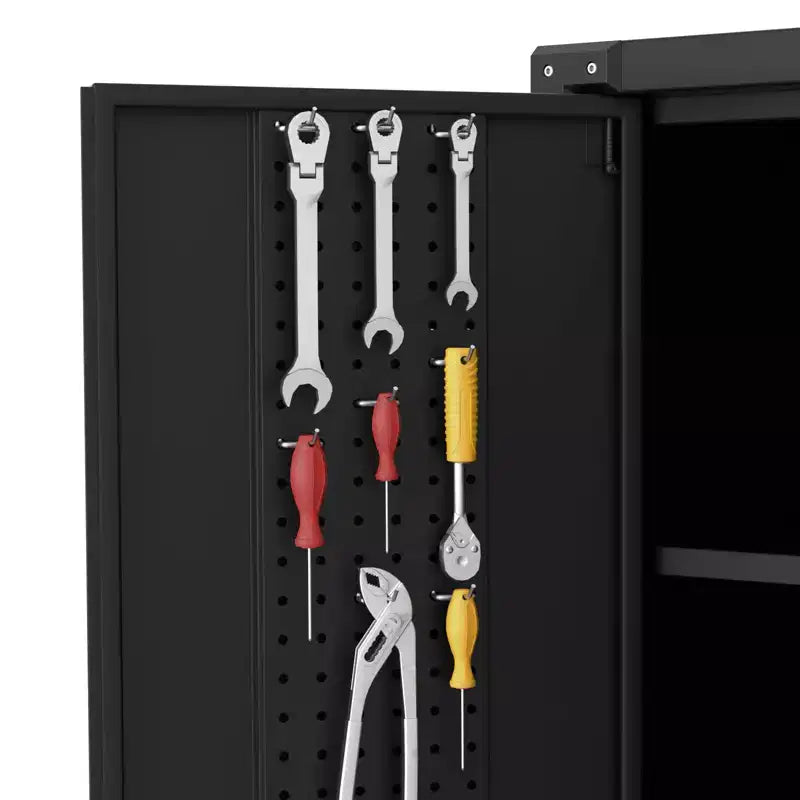 Armadietto con rotelle bloccabili da 72 pollici, per garage/magazzino, resistente - con anta traforata, armadio mobile in acciaio (nero)