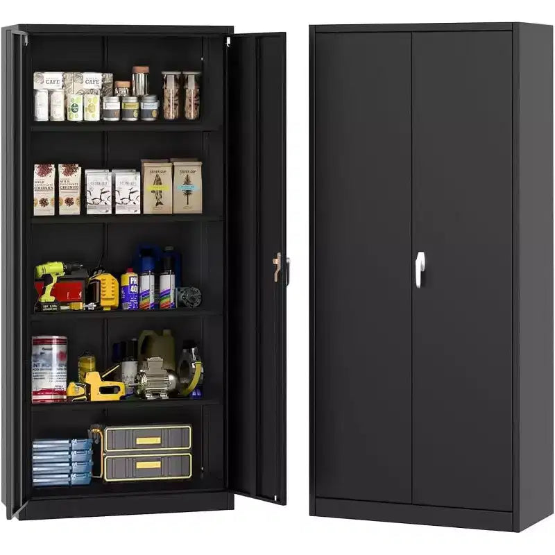 72 in Locking Rolling Cabinet ,Heavy-Duty Garage Storage for Workshop/storehouse - Pegboard Door Design, Mobile Steel Cabinet (Black)