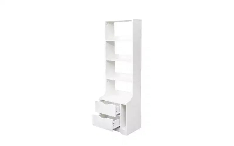 TUYOHW Libreria Moderna a 4 Ripiani con 2 Cassetti, Mobile Contenitore a Giorno Grande Capacità, Libreria per Soggiorno, Ufficio