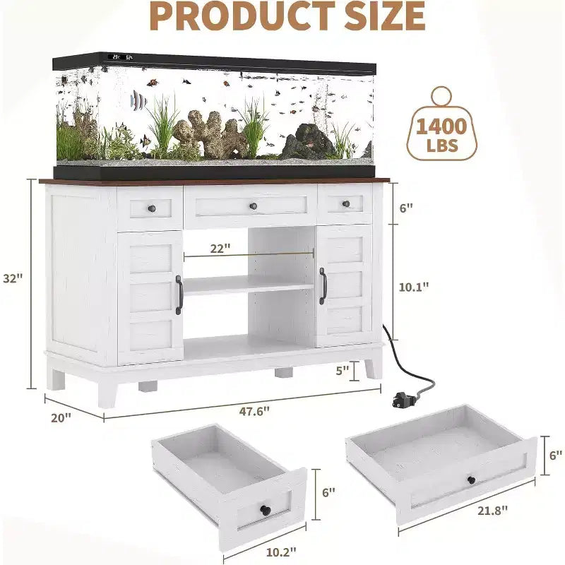 Supporto per Acquario da Fattoria da 55-75 Galloni, Supporto per Acquario con Presa di Corrente, Vaso per Pesci da 1400 libbre per Terrario di Pesci/Tartarughe/Rettili