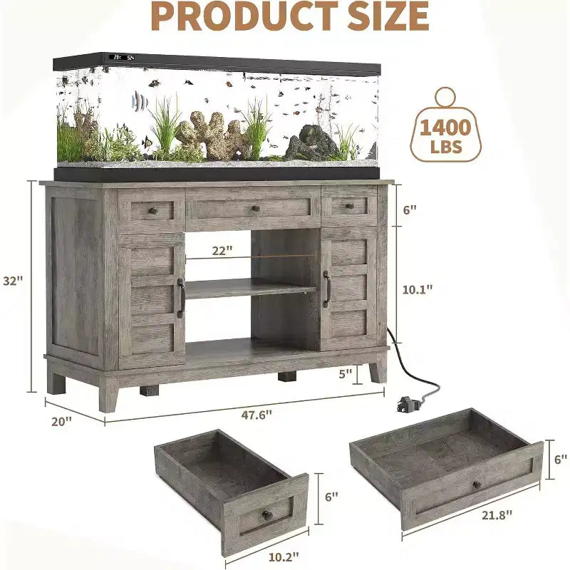 Supporto per Acquario da Fattoria da 55-75 Galloni, Supporto per Acquario con Presa di Corrente, Vaso per Pesci da 1400 libbre per Terrario di Pesci/Tartarughe/Rettili
