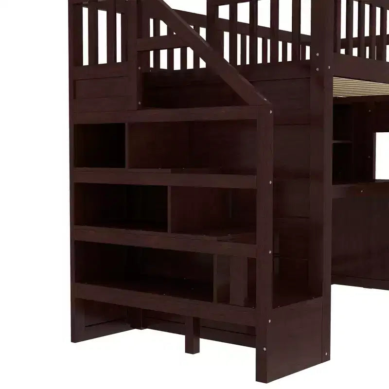 Bellemave Letto a soppalco singolo con scrivania mobile, scale contenitore e mensola, nessuna molla a scatola richiesta