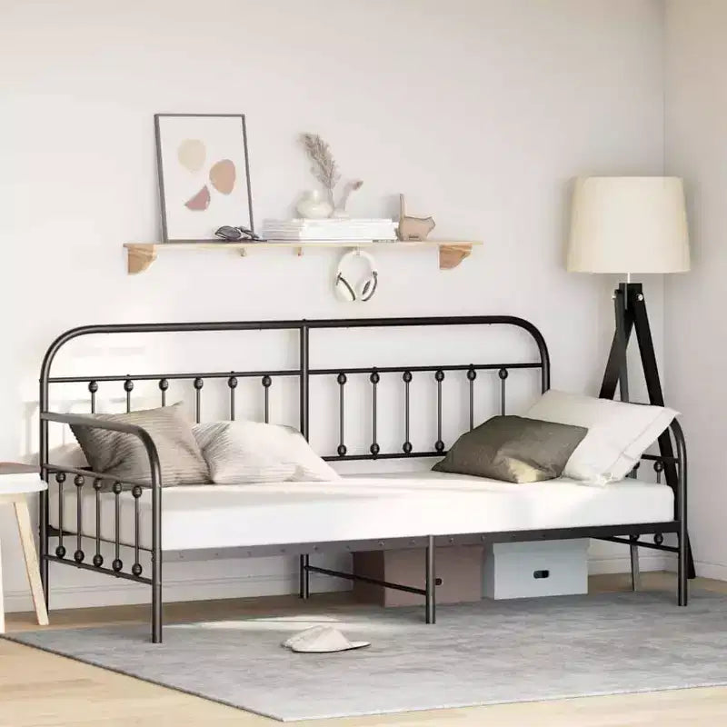vidaXL Struttura Divano Letto con Testiera - Nera 100 x 200 cm senza letto estraibile