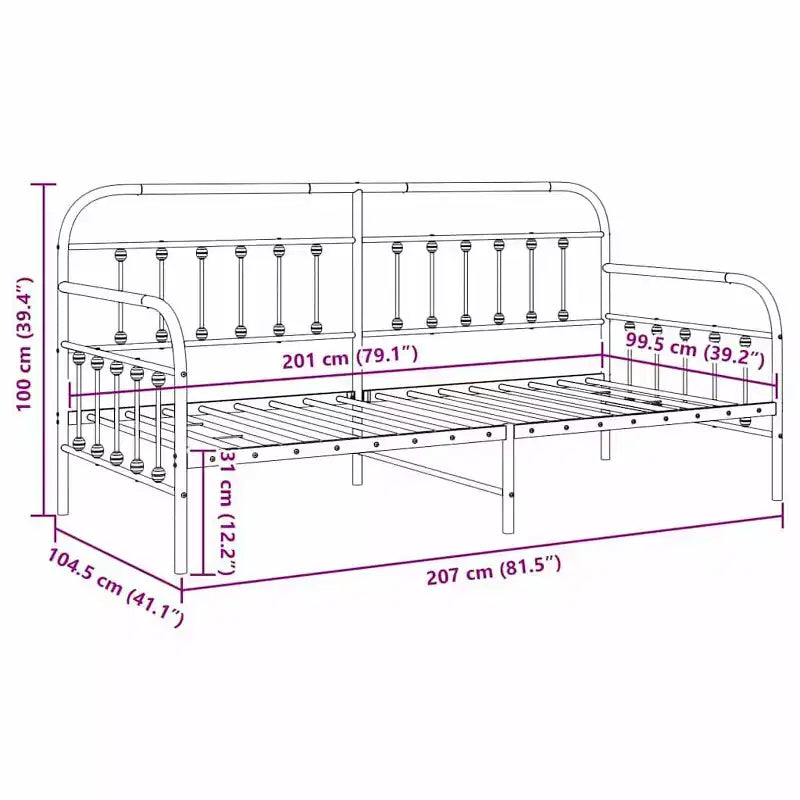 vidaXL Struttura Divano Letto con Testiera - Nera 100 x 200 cm senza letto estraibile