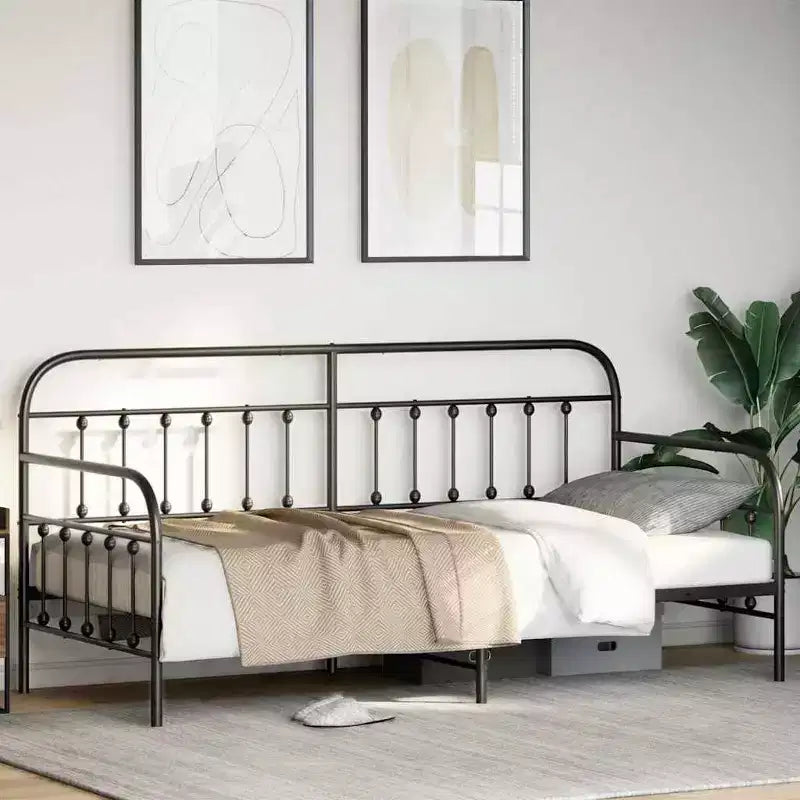 vidaXL Struttura Divano Letto con Testiera - Nera 100 x 200 cm senza letto estraibile