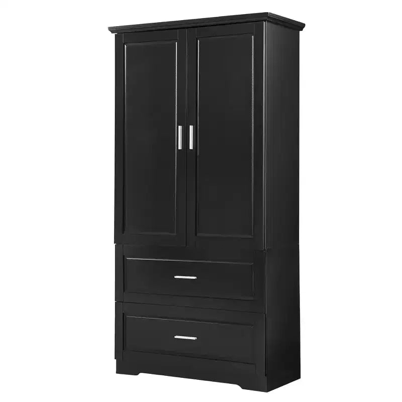 CASAINC Mobiletto da bagno alto con due ante e cassetti, ripiano regolabile, pannello in MDF