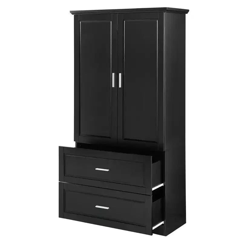 CASAINC Mobiletto da bagno alto con due ante e cassetti, ripiano regolabile, pannello in MDF