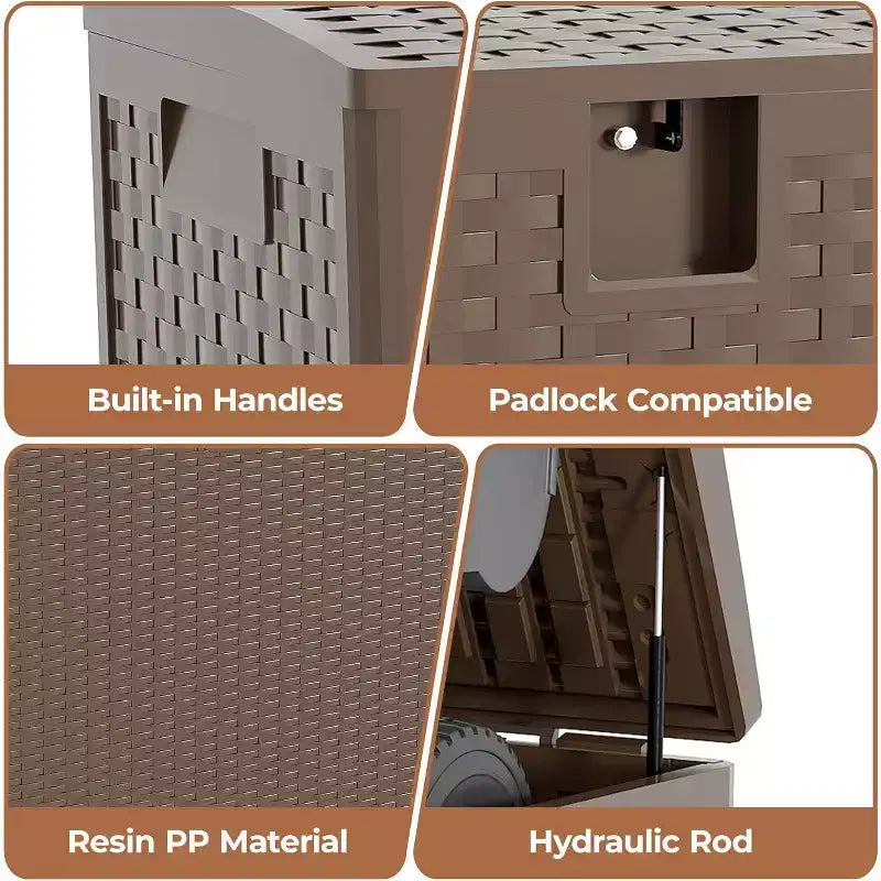99GAL Cesto Contenitore in Plastica Effetto Rattan Marrone | Garage, Magazzino, Patio, Articoli Ingombranti