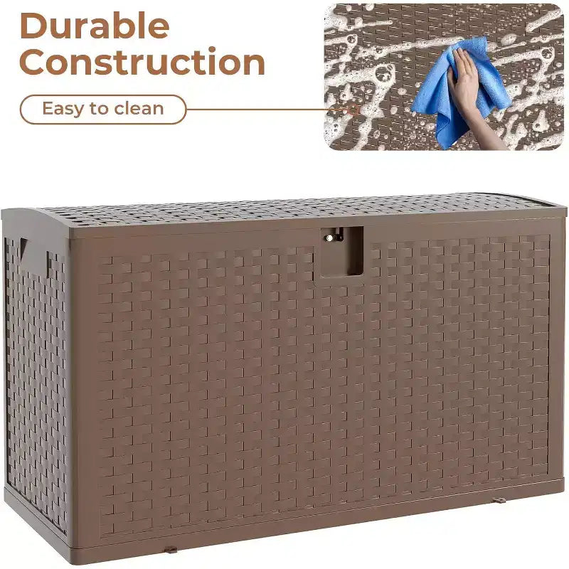 99GAL Cesto Contenitore in Plastica Effetto Rattan Marrone | Garage, Magazzino, Patio, Articoli Ingombranti