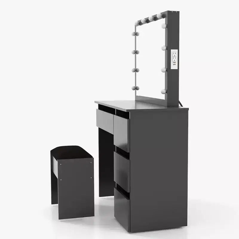 Acekool Sgabello da Toeletta con Morbido Cuscino Imbottito, Elegante Sgabello per Trucco, Robusto Sedile per Camera da Letto, Spogliatoio, Versatile Sedia d'Appoggio, Nero