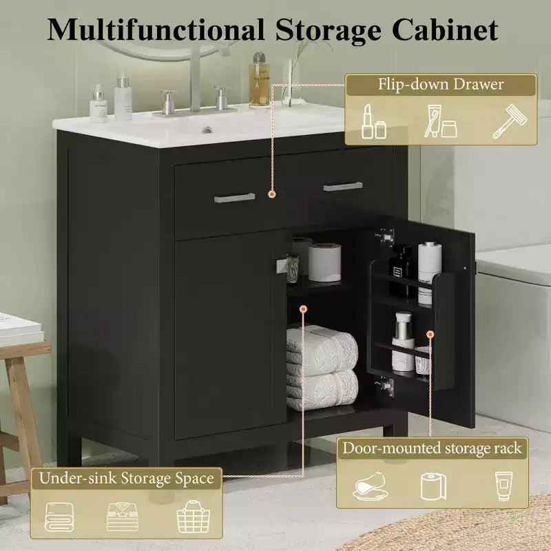 Mobile bagno 150 cm con doppio lavabo, mobile da bagno con ante e cassetti a chiusura ammortizzata