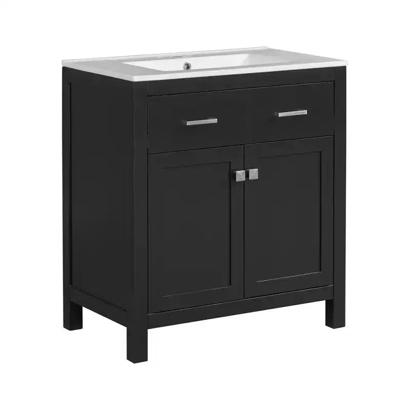 Mobile bagno 150 cm con doppio lavabo, mobile da bagno con ante e cassetti a chiusura ammortizzata