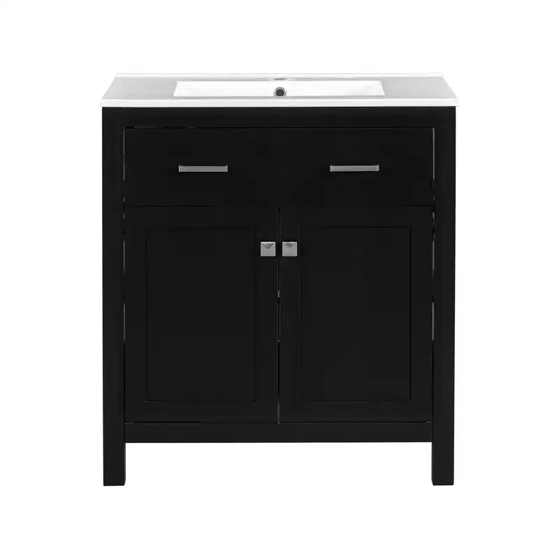 Mobile bagno 150 cm con doppio lavabo, mobile da bagno con ante e cassetti a chiusura ammortizzata