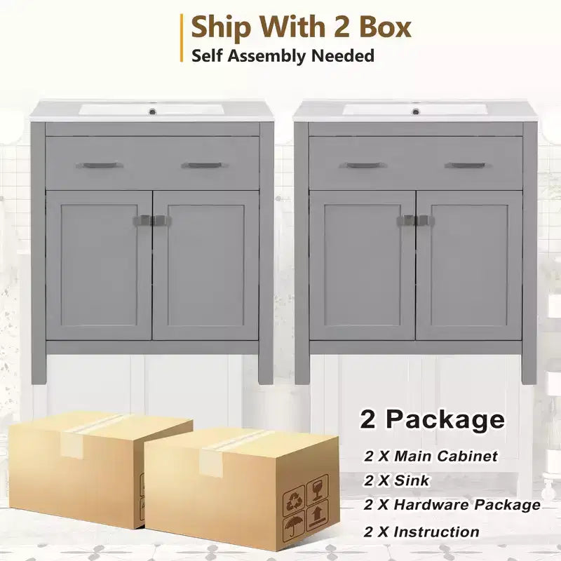 Mobile bagno 150 cm con doppio lavabo, mobile da bagno con ante e cassetti a chiusura ammortizzata