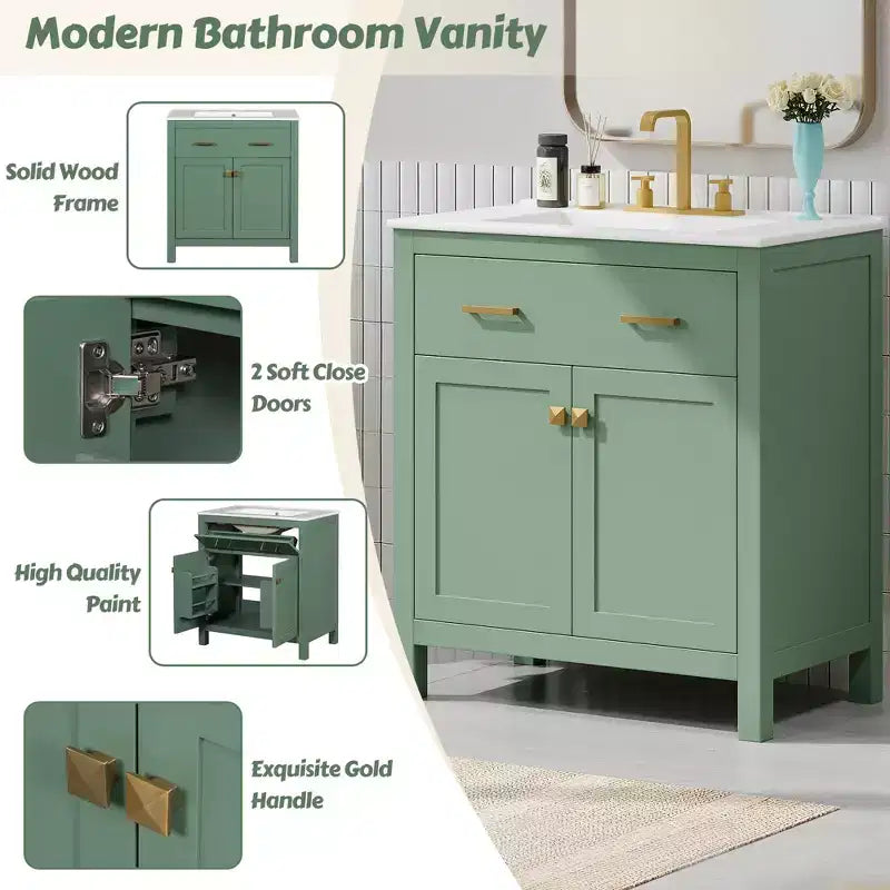 Mobile bagno 150 cm con doppio lavabo, mobile da bagno con ante e cassetti a chiusura ammortizzata