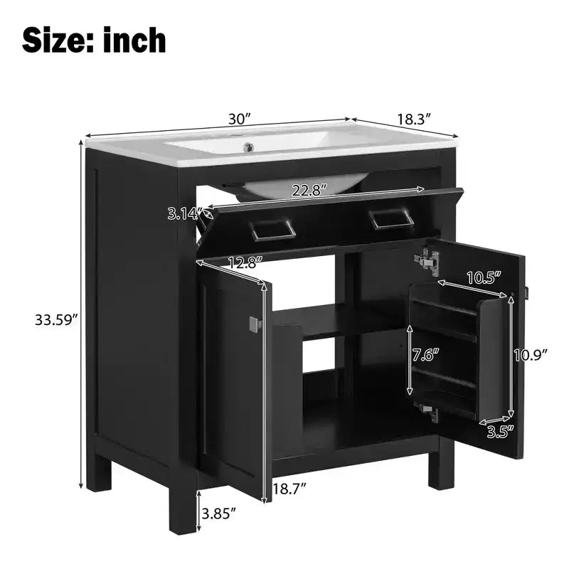 Mobile bagno 150 cm con doppio lavabo, mobile da bagno con ante e cassetti a chiusura ammortizzata