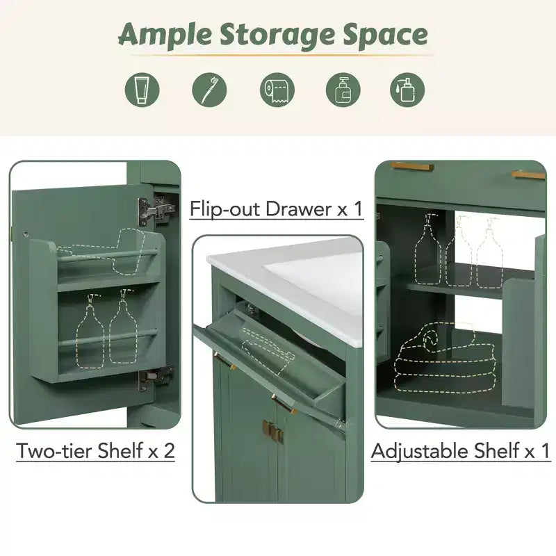 Mobile bagno 150 cm con doppio lavabo, mobile da bagno con ante e cassetti a chiusura ammortizzata