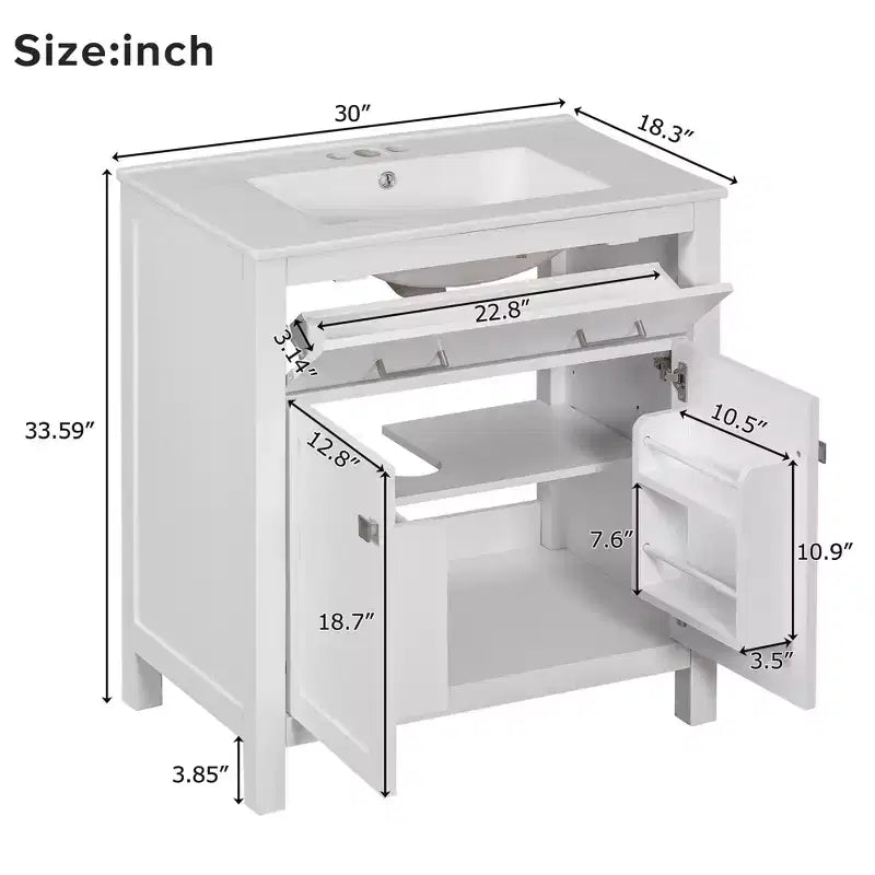 Mobile bagno 150 cm con doppio lavabo, mobile da bagno con ante e cassetti a chiusura ammortizzata
