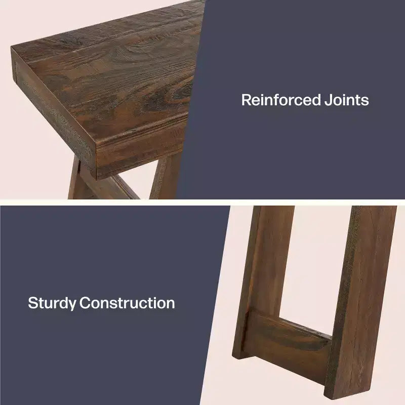 Consolle in legno massello Lawas di Alaterre Furniture - Tavolino da ingresso piccolo in stile moderno coloniale di 91 cm