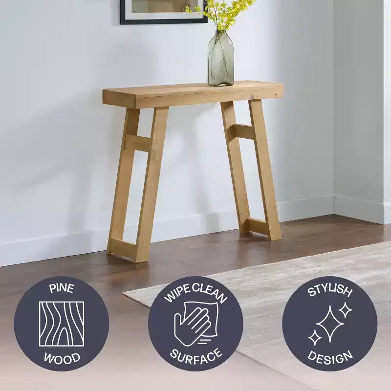 Consolle in legno massello Lawas di Alaterre Furniture - Tavolino da ingresso piccolo in stile moderno coloniale di 91 cm
