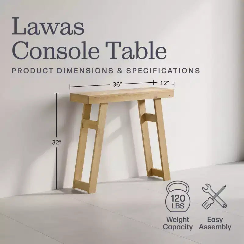 Consolle in legno massello Lawas di Alaterre Furniture - Tavolino da ingresso piccolo in stile moderno coloniale di 91 cm