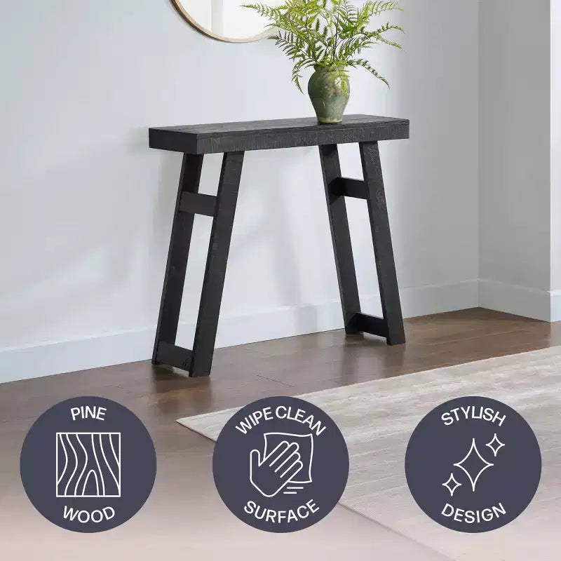 Consolle in legno massello Lawas di Alaterre Furniture - Tavolino da ingresso piccolo in stile moderno coloniale di 91 cm
