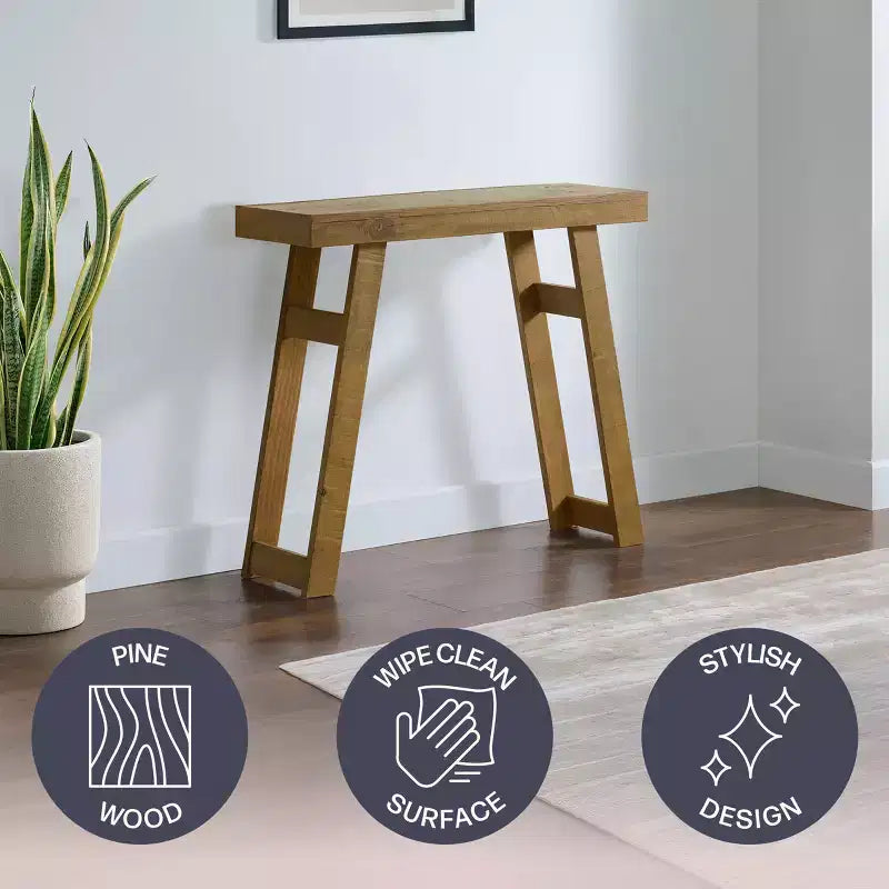 Consolle in legno massello Lawas di Alaterre Furniture - Tavolino da ingresso piccolo in stile moderno coloniale di 91 cm