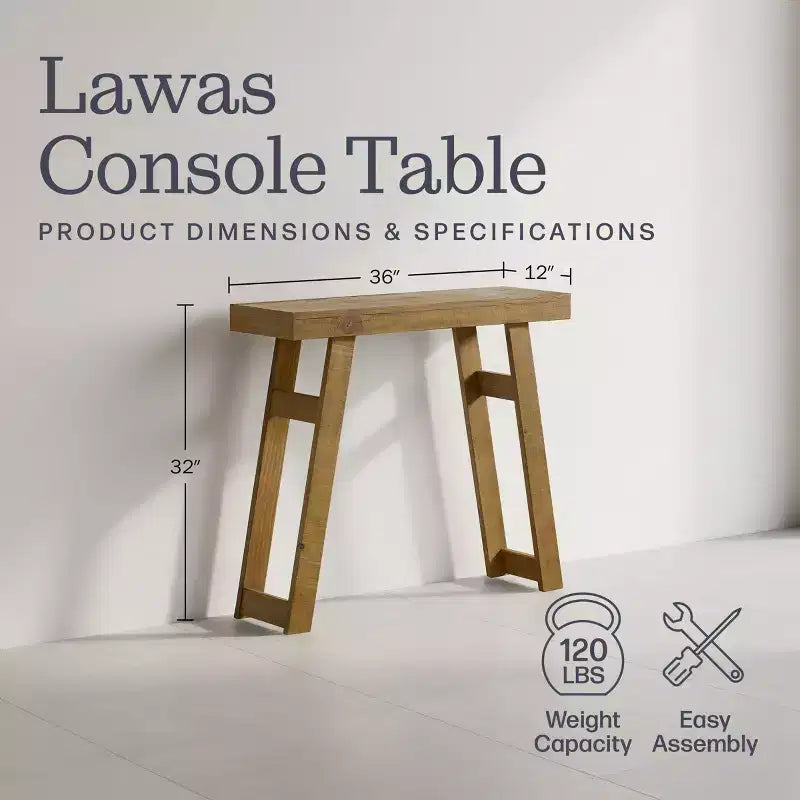 Consolle in legno massello Lawas di Alaterre Furniture - Tavolino da ingresso piccolo in stile moderno coloniale di 91 cm