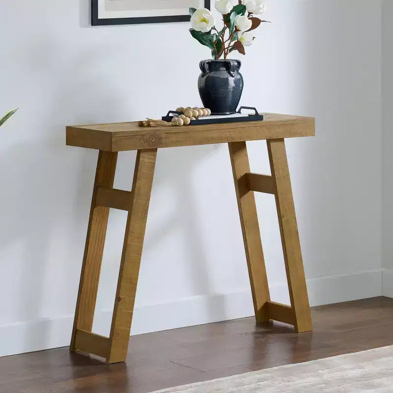 Consolle in legno massello Lawas di Alaterre Furniture - Tavolino da ingresso piccolo in stile moderno coloniale di 91 cm